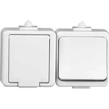 Elektrická zásuvka JANTAR Zásuvka s uzemněním + spínač IP44 bílá GWN-J