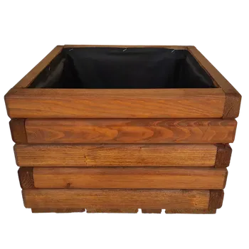 Květináč Dřevěný zahradní květináč AKSAMIT, teak, 400x400x300