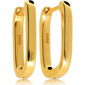 Náušnice Zlaté Náušnice 925/585 Oválné Obdélníkové Geometrické Proužky Anglické Zapínání