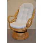 Axin Trading s.r.o. Ratanové houpací křeslo Swivel medové bílý polstr