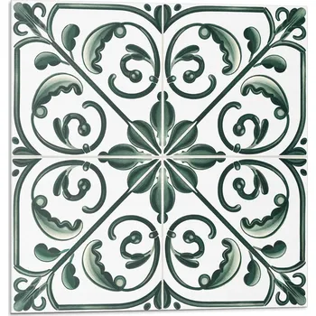 Dlažba Vinylové dlaždice s grafikou do koupelny - Rostlinný vzor s ornamenty 20x20x20 cm