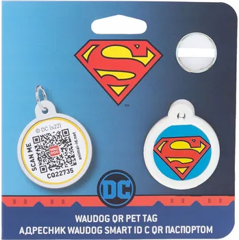 Obojek pro psa Adresář (identifikační štítek) pro psa kočku s QR kódem a QR pasem SUPERMAN