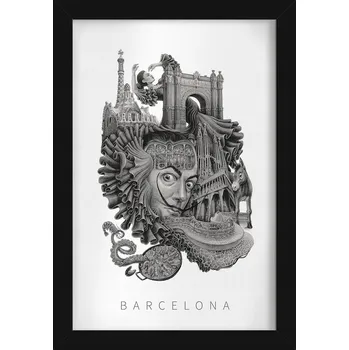 Obraz Dekorativní nástěnný obraz do obýváku, kuchyně Černobílý Barcelona 20x30 cm