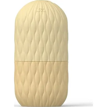 Kosmetická ledová kapsle z potravinářského silikonu se strukturovaným povrchem pro péči o pleť a zmírnění otoků 9,9 x 5,05 x 3,4 cm žlutá