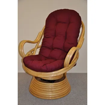 Obývací pokoj Axin Trading s.r.o. Ratanové houpací křeslo Swivel medové vínový polstr