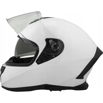 Helma na motorku MOTOCYKLOVÁ PŘILBA ZAVŘENÁ CELOOBličEJOVÁ S CLONOU XXL BÍLÁ HOMOLOGACE ECE