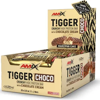 Amix TiggerZero CHOCO Protein Bar Marzipan Cake, 20x60g