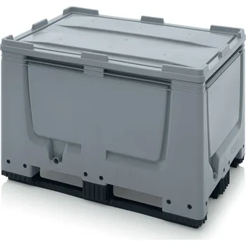 paleta Big boxy uzavřené 120 x 80 x 79 cm, 3 ližiny, UN approval - Stříbrošedá - materiál: 1 A nový materiál HD-PE - UN BBG 1208KD