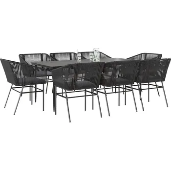 Zahradní sestava vidaXL 9dílný zahradní jídelní set s poduškami polyratan sklo [3334519] Barva: Černá