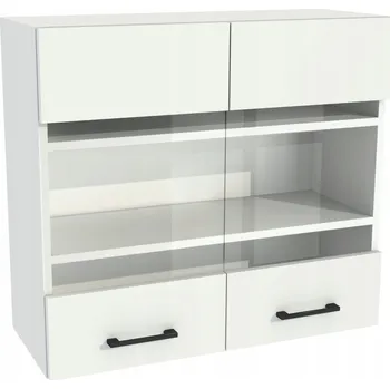 Kuchyňská skříňka Kuchyňská horní skříňka s vitrínou 80/72 CAPRI, korpus Bílý, dvířka Bílá Matná