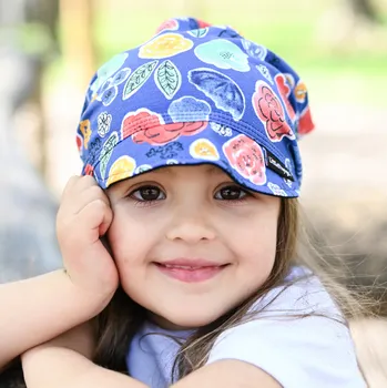 Šátek modrý bavlněný šátek s kytičkami