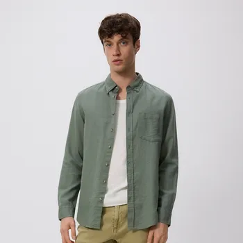 Pánská košile Reserved - Košile ze směsi lnu regular - zelená - 8921N-87X - 8921N-87X-S