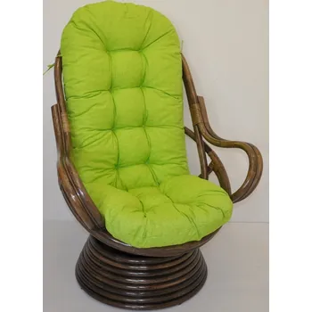 Křeslo Axin Trading s.r.o. Ratanové houpací křeslo Swivel hnědé polstr světle zelený melír