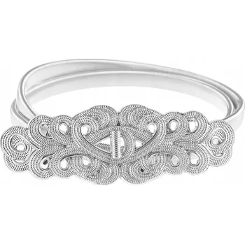 Opasek PÁSEK DÁMSKÝ ELASTICKÝ OZDOBNÝ PRUŽINOVÝ PLECH KOVOVÝ STŘÍBRNÝ