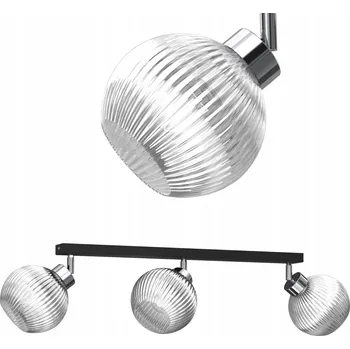 STROPNÍ SVÍTIDLO STROPNÍ SVÍTIDLO SKLENĚNÁ LAMPA PRUHY E27 CHROMOVANÉ STÍNIDLO 3PKT POLSKA