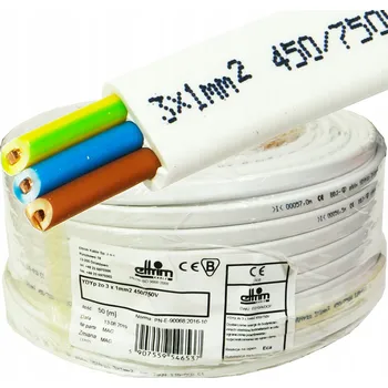 elektrický kabel Kabel CYKY pod omítku 3x1mm CU 750V 50m