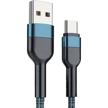 Datový kabel Rychlonabíjecí kabel USB A na USB C 1 m 5A 480 Mbps datový kabel Typ C rychlé nabíjení nabíjecí kabel pro telefon pevné odolné provedení modrá