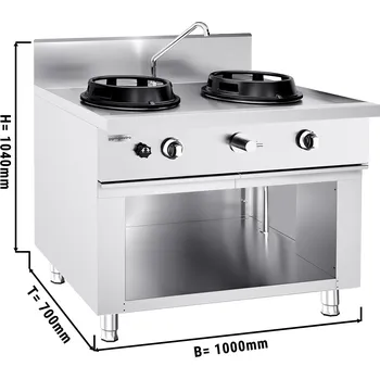 Sporák G.Gastro Plynový Wok sporák - 30 kW - 2 plotýnky - včetně 1 mini vodního sloupce