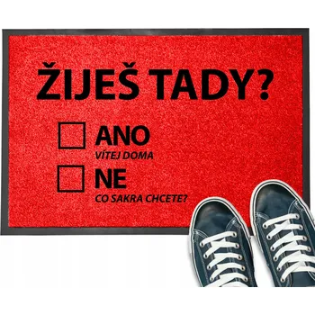 Vstupní rohožka červená 40x60 HIT NÁPIS BYDLÍŠ TADY?