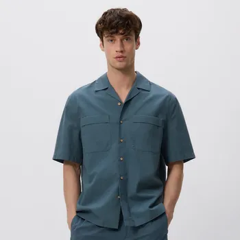 Reserved - Košile ze směsi lnu regular - petrolejová - 022EH-67X - 022EH-67X-L