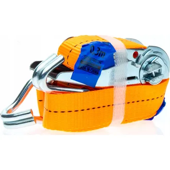 Upínací popruh PÁSOVÝ UPEVŇOVACÍ POPRUH S RAČNOU A HÁKY TYPU J 3M 25MM 1T