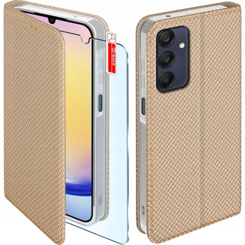Pouzdro na mobilní telefon Pouzdro s klopou KrainaGSM pro Samsung Galaxy A25 5G zlaté