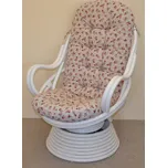 Axin Trading s.r.o. Ratanové houpací křeslo Swivel bílé polstr motiv růže