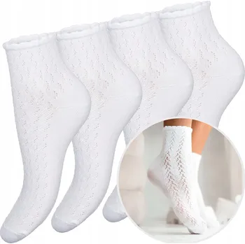 Pánské ponožky DÁMSKÉ PONOŽKY tenké bavlněné ponožky s prolamovaným vzorem Bílé *37-41