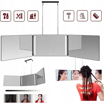 Obraz SKLÁDACÍ LED 360° ZRCADLO NA MAKE-UP S NASTAVITELNÝMI HÁČKY A USB
