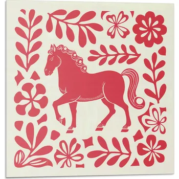 Obraz Dekorativní vinylové dlaždice Stylizovaný kůň mezi rostlinami 20 ks 20x20 cm