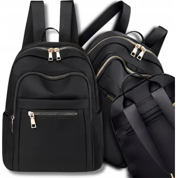 Plecak Czarny wodoodporny Szkolny Městský Prostorný se zipy