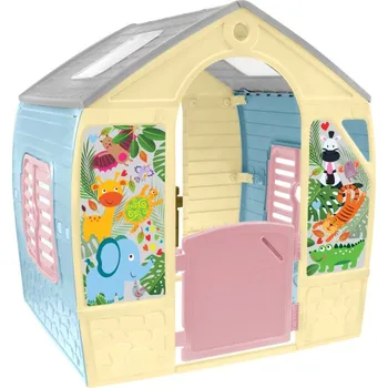 Dětský domeček Mochtoys - Dětský zahradní domeček se zvířátky růžový