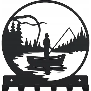 Věšák Věšák na klíče, rybář na lodi, věšák na zeď, černý loft