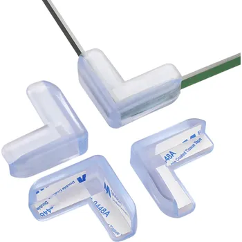 L-tvarované průhledné rohové chrániče nábytku z měkkého PVC sada 4 kusy pro bezpečnost dětí a ochranu ostrých rohů stolů a skříněk