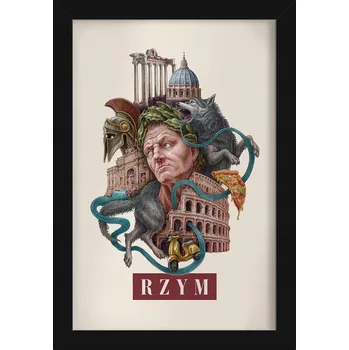 Obraz Nástěnný obraz rám Vintage retro styl Řím Koloseum Vlčice Pizza 20x30 cm