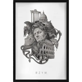 Obraz Ozdobný nástěnný obraz v rámu Monochromatický Řím Koloseum Pizza 40x60 cm