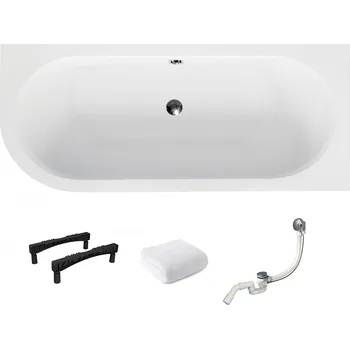 Vana Rohová vana Avita Slim 160x75 pravá Besco včetně sifonu, nožiček a držáku na ručník