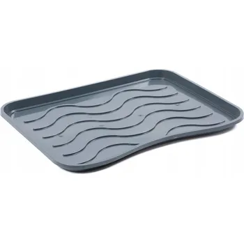 Rohožka Šedý plastový odkapávač na boty FLOMA Waves - délka 38 cm, šířka 50 cm, výška 1,7 cm