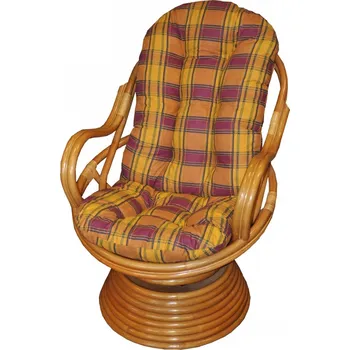 Křeslo Axin Trading s.r.o. Ratanové houpací křeslo Swivel medové okrový polstr