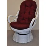 Axin Trading s.r.o. Ratanové houpací křeslo Swivel bílé polstr vínový