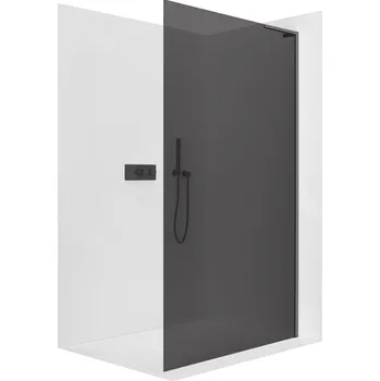 CERANO - Sprchová zástěna Walk-in Onyx L-pravá vzpěra - 10 mm - černá matná, grafitové sklo - 90x200 cm