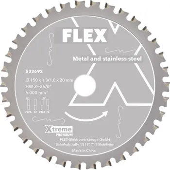 Sada nářadí FLEX D150x1.3/1.0x20 HW, pilový kotouč na kov a nerez 150 mm