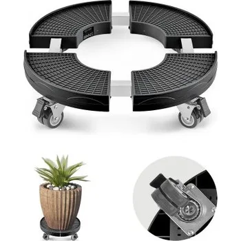 Odpadkový koš VEVOR vozík na odpadkový koš se 4 uzamykatelnými kolečky, nosnost 200 kg, kulatý podstavec na odpadkový koš, nastavitelný 38-57 cm, odolný vozík na rostliny, multifunkční vozík na kolečkách, černý