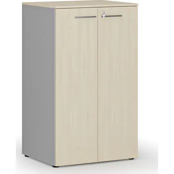 Kancelářská sestava Kancelářská skříň s dveřmi PRIMO GRAY, 3 police, 800 x 640 x 1335 mm, šedá/bříza