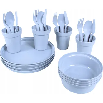 Talíř Zestaw Turystyczny dla 4 osób Plastová miska Talíř Příbor Modrý