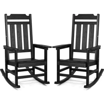 Venkovní houpací křeslo s vysokým opěradlem 870 x 710 x 1100 mm 2 ks černé