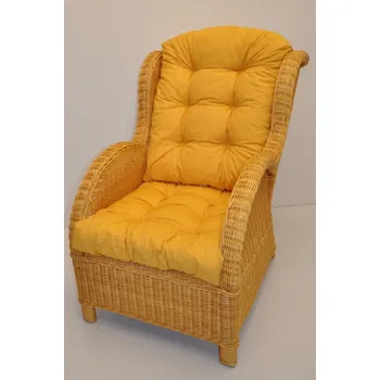 Axin Trading s.r.o. Ratanové křeslo Ear medové polstr žlutý melír