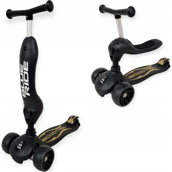 Dětské vozidlo Balanční tříkolová koloběžka LED kola odrážedlo 2v1 Hůl odrážedlo černá