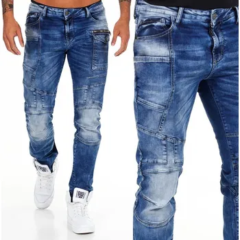 Pánské džíny Cipo Baxx Džíny pánské se sepraným efektem a prošíváním, zúžený střih, velikost 30/32