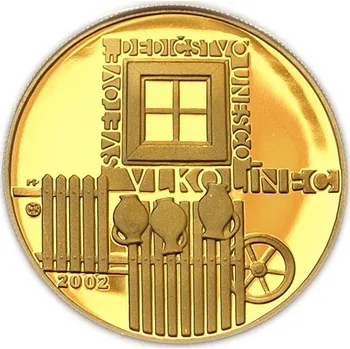 Zlatá pamětní mince Vlkolínec, Proof - rok 2002